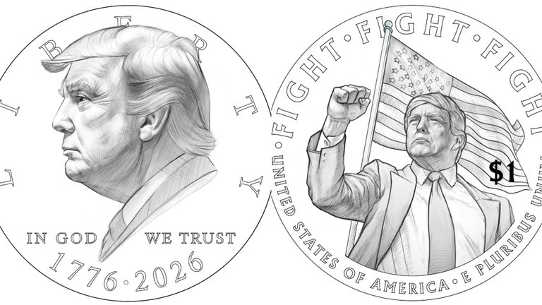 Hình ảnh ông Trump xuất hiện trên mẫu thiết kế đồng xu 1 USD. Ảnh: Bộ Tài chính Mỹ.