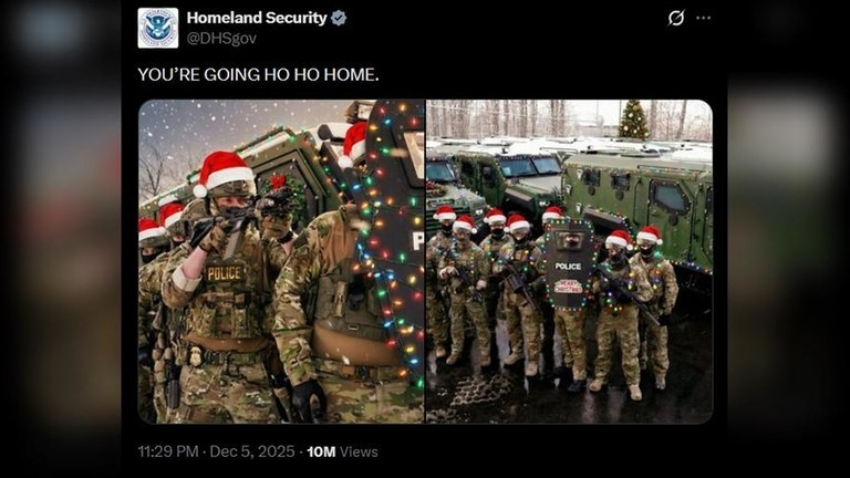 Một meme về lực lượng thực thi pháp luật được Bộ An ninh Nội địa Mỹ công bố trên mạng xã hội. Ảnh: X.