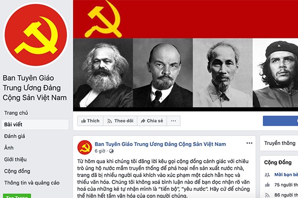 Trang Facebook mạo danh Ban Tuyên giáo Trung ương.