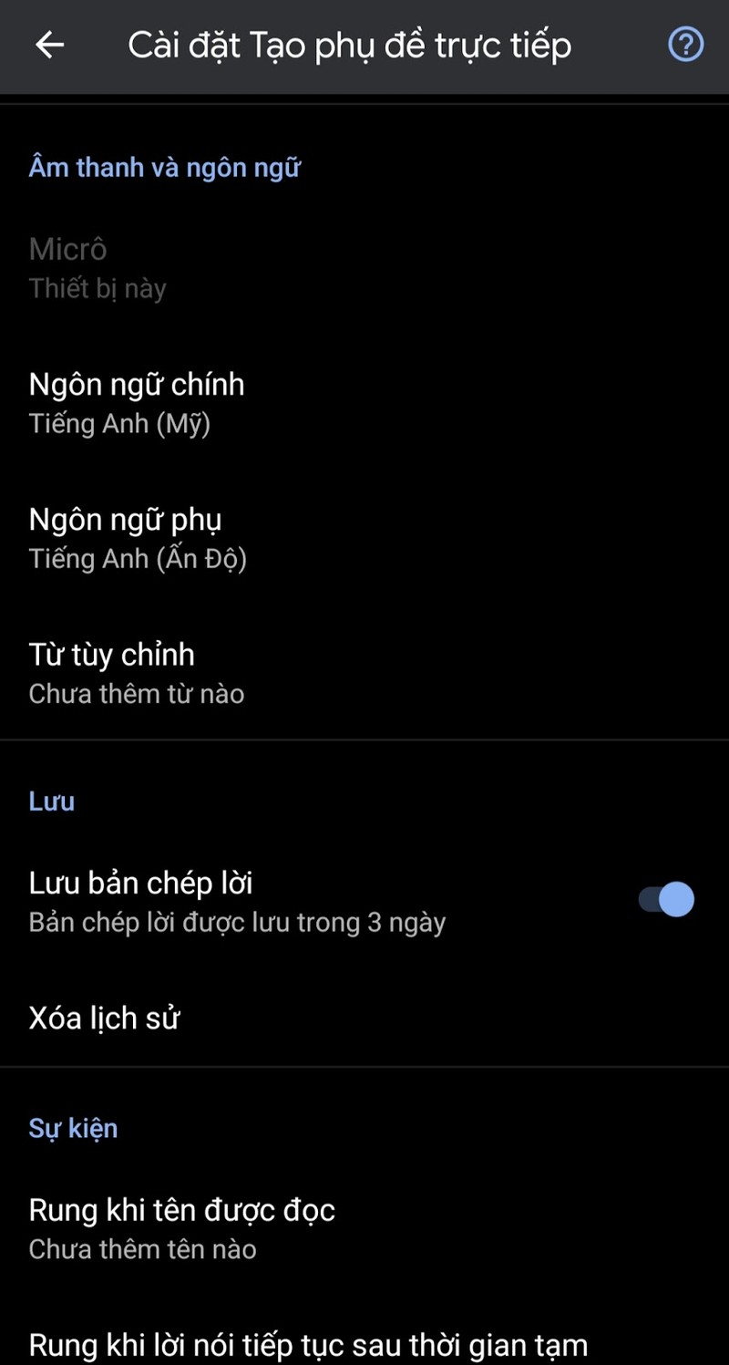 Thiết lập các tính năng khác trong phần cài đặt