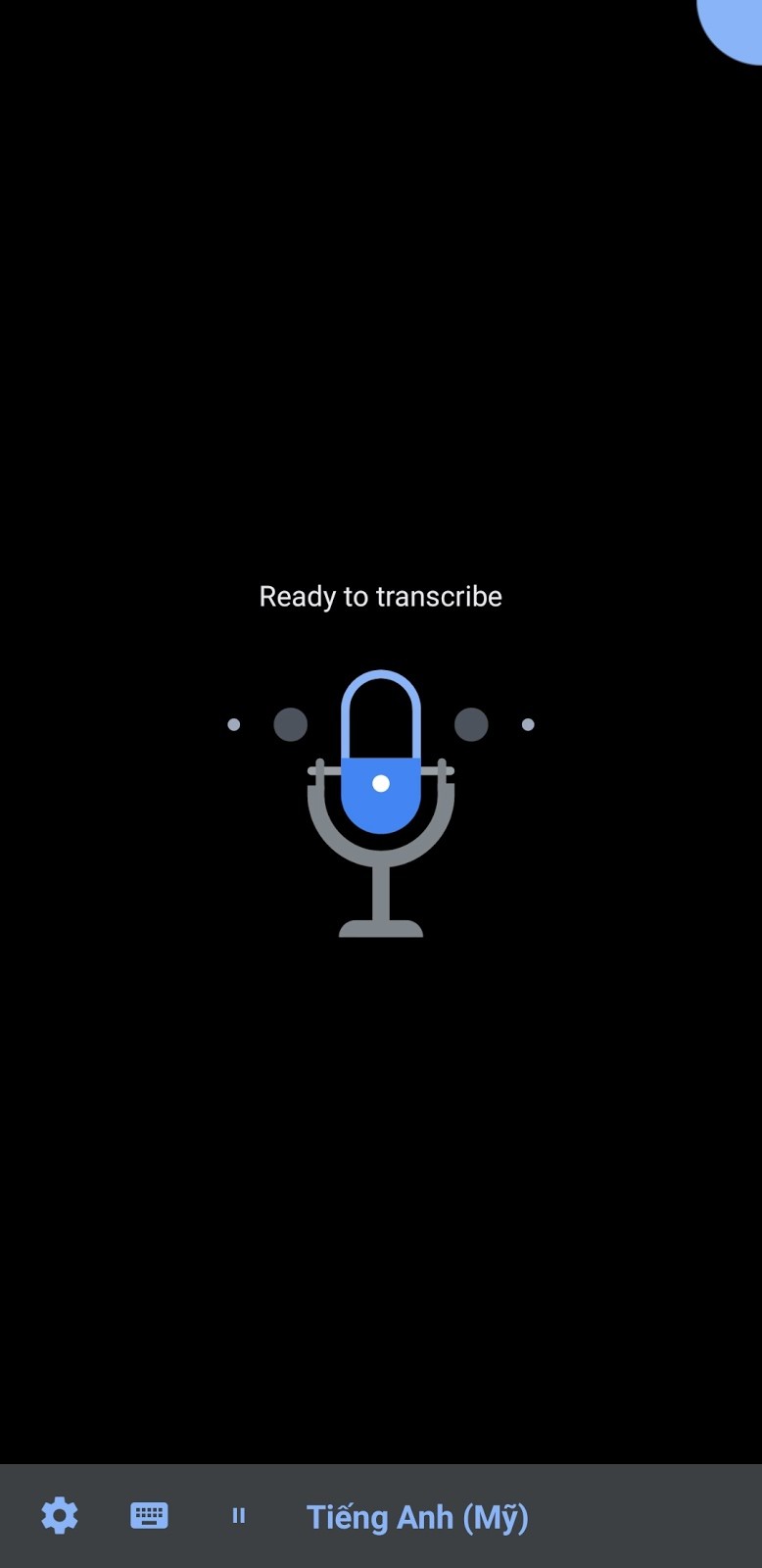 Giao diện đơn giản của ứng dụng Google Live Transcribe