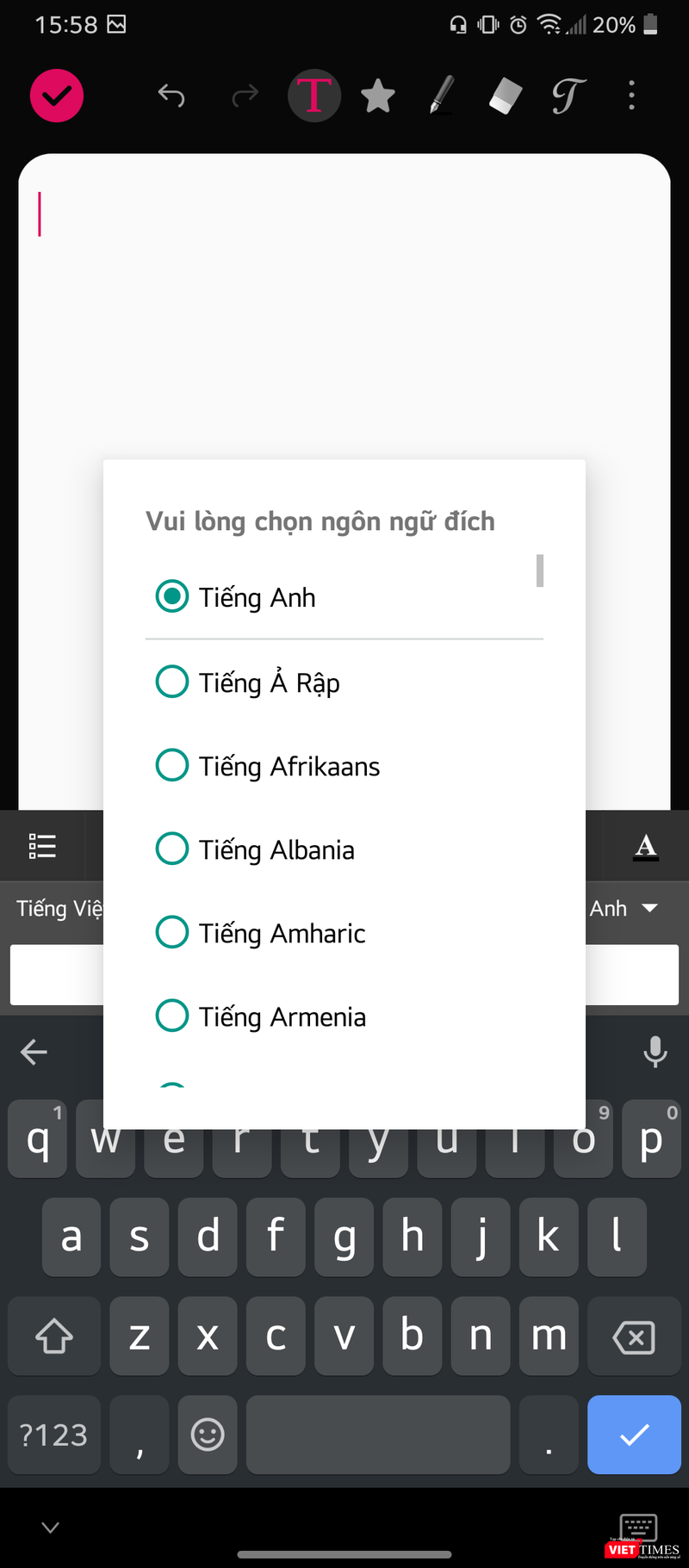 Tính năng dịch trên Gboard hỗ trợ gần 100 ngôn ngữ khác nhau.