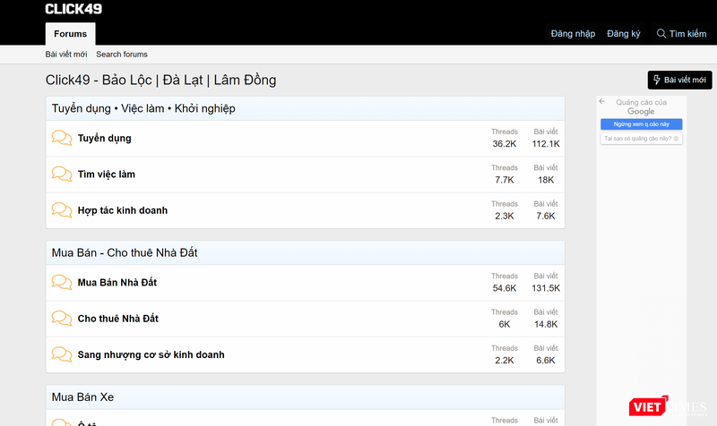 Trang web vi phạm với tên miền click49.net Trang web vi phạm với tên miền click49.net