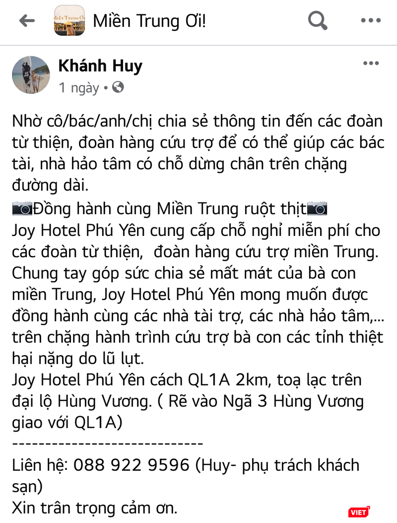 Khách sạn cung cấp chỗ ở miễn phí cho các đoàn từ thiện đến miền Trung. Khách sạn cung cấp chỗ ở miễn phí cho các đoàn từ thiện đến miền Trung.
