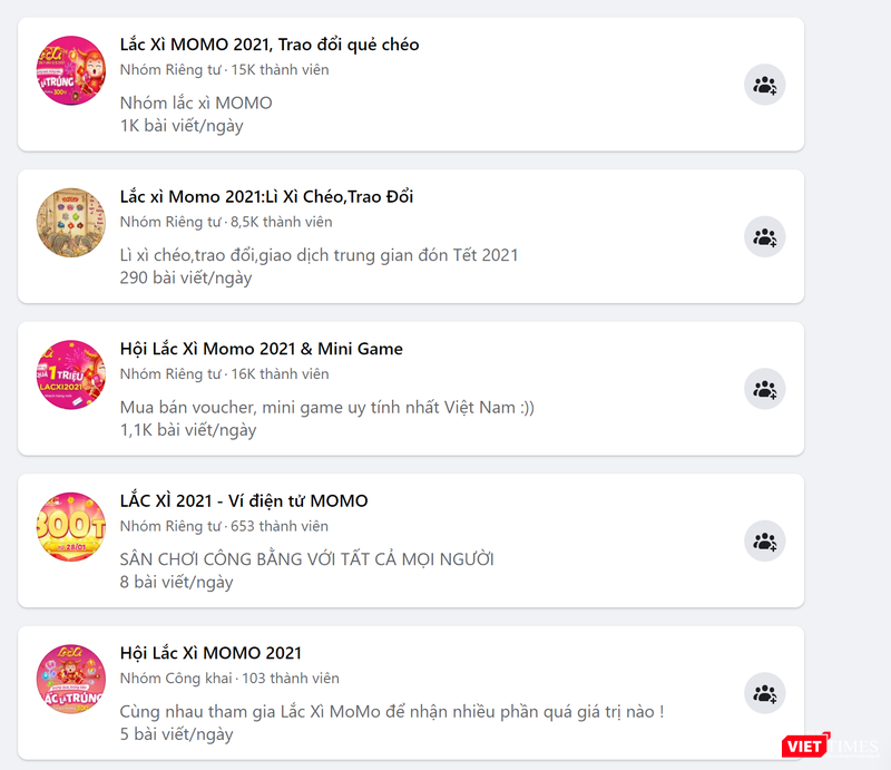 Hàng loạt hội nhóm trên mạng xã hội lập ra để "lì xì chéo" . Hàng loạt hội nhóm trên mạng xã hội lập ra để "lì xì chéo" .