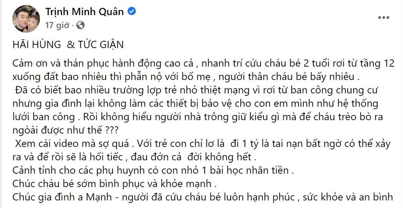 Minh Quân bày tỏ cảm xúc trên trang cá nhân. Minh Quân bày tỏ cảm xúc trên trang cá nhân.