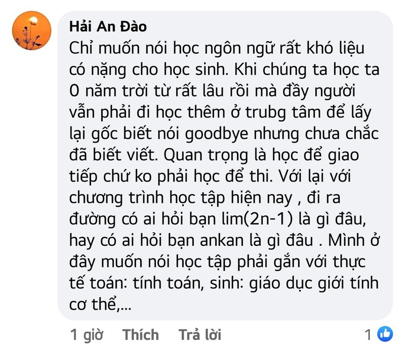 Một tài khoản mạng xã hội nêu quan điểm. Một tài khoản mạng xã hội nêu quan điểm.