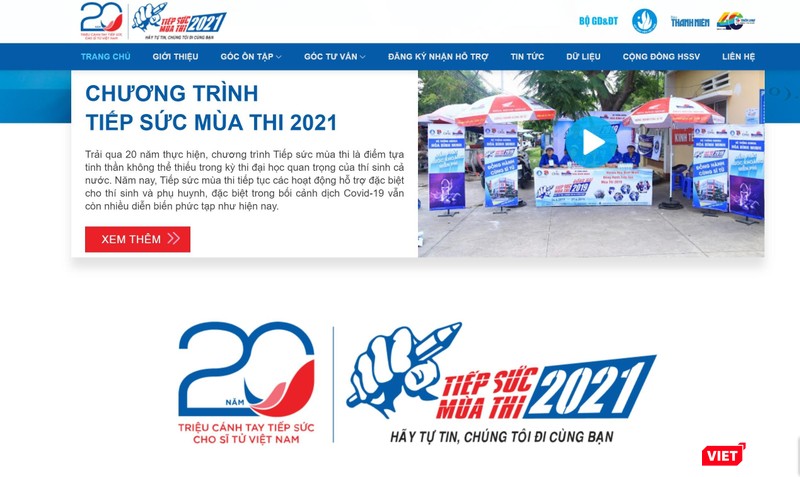Giao diện trang web "Tiếp sức mùa thi 2021" có nhiều điểm mới. Giao diện trang web "Tiếp sức mùa thi 2021" có nhiều điểm mới.