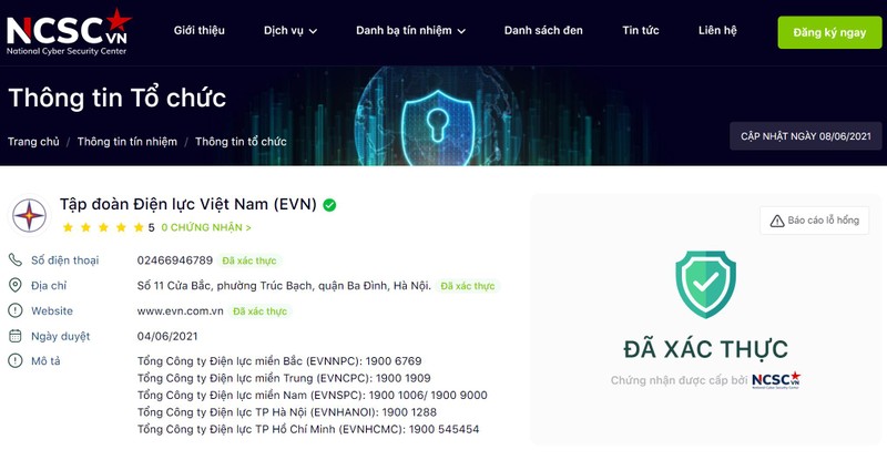 Hệ thống Tín nhiệm mạng của Trung tâm Giám sát an toàn không gian mạng quốc gia. Ảnh: NCSC. Hệ thống Tín nhiệm mạng của Trung tâm Giám sát an toàn không gian mạng quốc gia. Ảnh: NCSC.