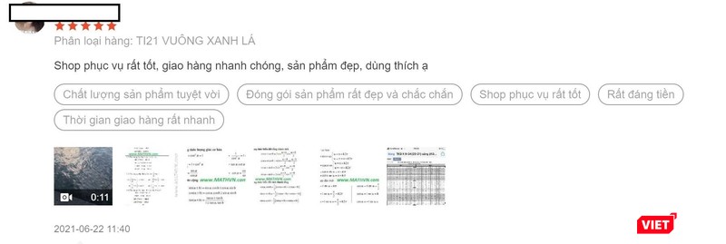 Đánh giá có ảnh nhưng không liên quan đến sản phẩm.
