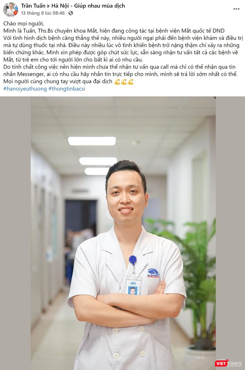 Các bác sĩ đăng thông tin tình nguyện giúp đỡ người dân có nhu cầu tư vấn y tế.