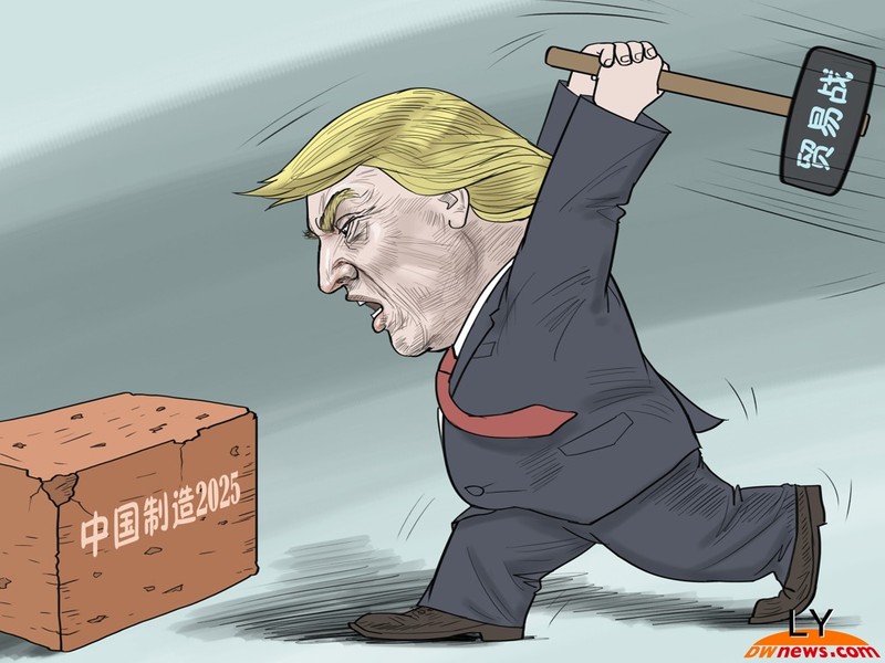 Tranh biếm - Donald Trump gây chiến tranh thương mại để đạp tan kế hoạch Made in China 2025 Tranh biếm - Donald Trump gây chiến tranh thương mại để đạp tan kế hoạch Made in China 2025