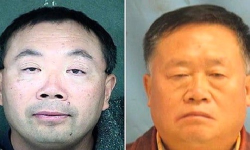 Weiqiang Zhang (trái) và Wengui Yan, hai nhà khoa học nông nghiệp bị buộc tội đánh cắp hạt giống từ một cơ sở nghiên cứu của Mỹ tại Kansas năm ngoái. Ảnh Reuters.