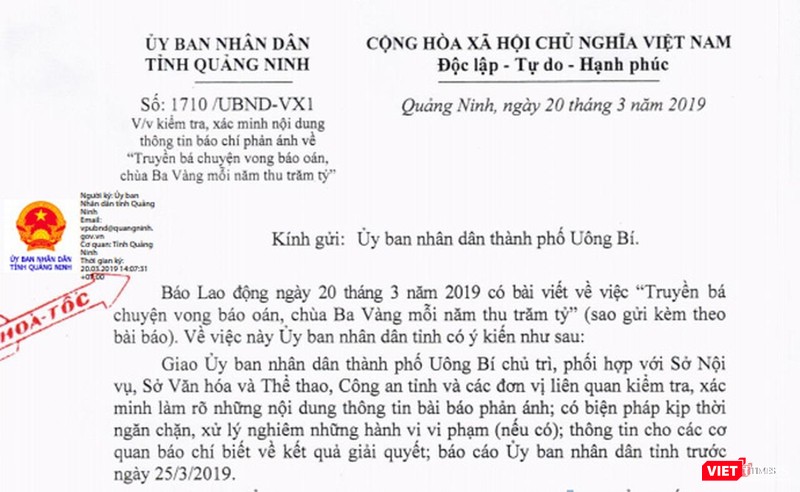 Quảng Ninh: Yêu cầu xác minh chùa Ba Vàng bị tố thu trăm tỷ từ truyền vong báo oán ảnh 2