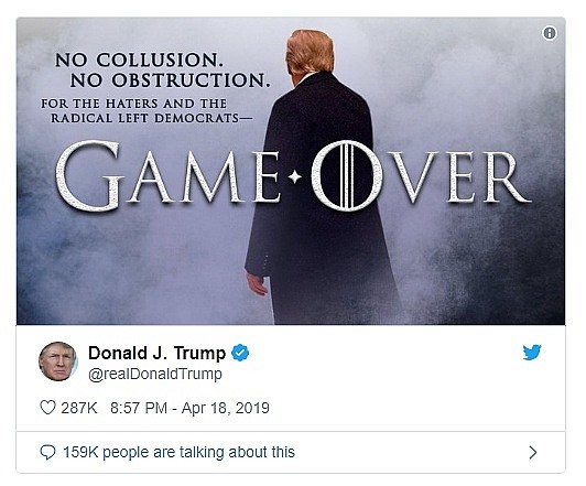 Ảnh dựa theo phong cách bộ phim đình đám “Game of Thrones” trên Twitter của ông Trump.