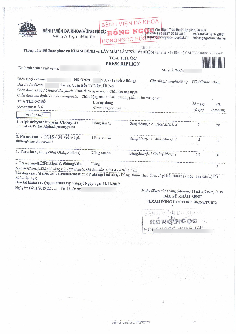 Xác nhận của Bệnh viện Đa khoa Hồng Ngọc Xác nhận của Bệnh viện Đa khoa Hồng Ngọc