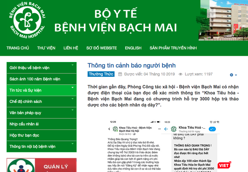 hông tin cảnh báo người bệnh của Bệnh viện Bạch Mai hông tin cảnh báo người bệnh của Bệnh viện Bạch Mai