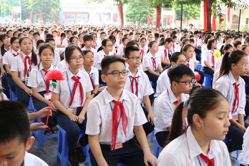 Học sinh trong ngày khai giảng năm học mới 2019-2020. Ảnh: Minh Thúy 