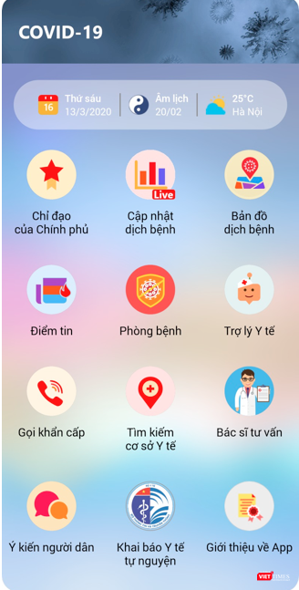 App COVID-19 của Bộ Y tế. Ảnh: Minh Thúy App COVID-19 của Bộ Y tế. Ảnh: Minh Thúy