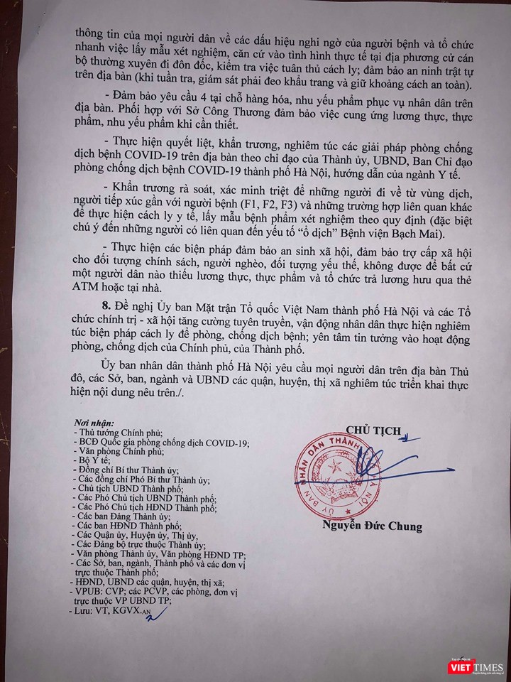 Chỉ thị hỏa tốc về việc thực hiện biện pháp cấp bách phòng, chống COVID-19 trên địa bàn thành phố Hà Nội. Chỉ thị hỏa tốc về việc thực hiện biện pháp cấp bách phòng, chống COVID-19 trên địa bàn thành phố Hà Nội.