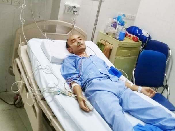 Anh Thành trong quá trình điều trị tại bệnh viện. (Ảnh: Gia đình bệnh nhân cung cấp) Anh Thành trong quá trình điều trị tại bệnh viện. (Ảnh: Gia đình bệnh nhân cung cấp)
