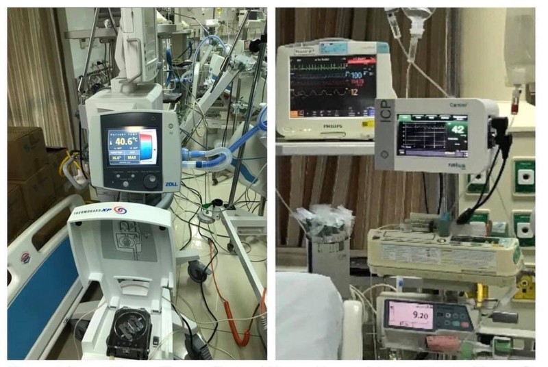 Các thiết bị y tế hiện đại được các bác sĩ sử dụng để hạ thân nhiệt chỉ huy cho bệnh nhân (Ảnh: BVCC) Các thiết bị y tế hiện đại được các bác sĩ sử dụng để hạ thân nhiệt chỉ huy cho bệnh nhân (Ảnh: BVCC)