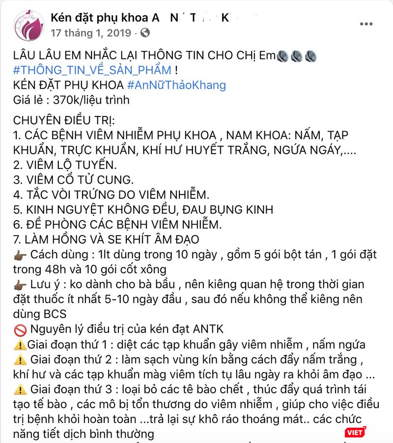 Kén đặt phụ khoa quảng cáo trên Facebook (Ảnh: Minh Thúy)