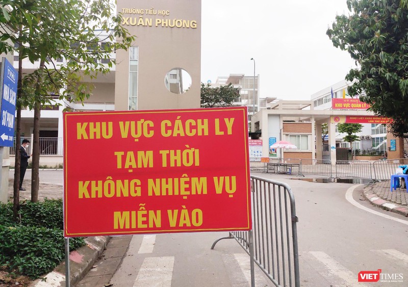 Khu vực cách ly ở Trường Tiểu học Xuân Phương (Ảnh - Minh Thuý) 