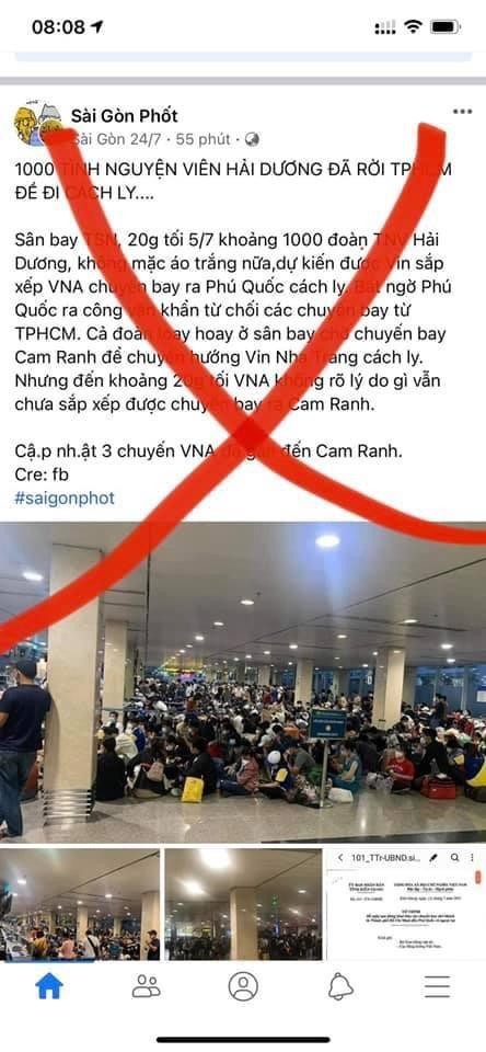 Thông tin về việc 1.000 tình nguyện viên Hải Dương đã rời TP. Hồ Chí Minh để đi cách ly trên Facebook S.G.P (Ảnh chụp màn hình) Thông tin về việc 1.000 tình nguyện viên Hải Dương đã rời TP. Hồ Chí Minh để đi cách ly trên Facebook S.G.P (Ảnh chụp màn hình)