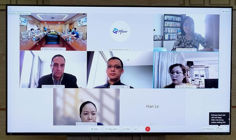 Pfizer họp trực tuyến với BYT (Ảnh - Trần Minh)