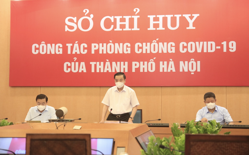 Chủ tịch UBND TP. Hà Nội - phát biểu trong cuộc họp Sở chỉ huy công tác phòng, chống dịch COVID-19 của TP. Hà Nội với các sở, ngành, quận, huyện (Ảnh - Phú Khánh)