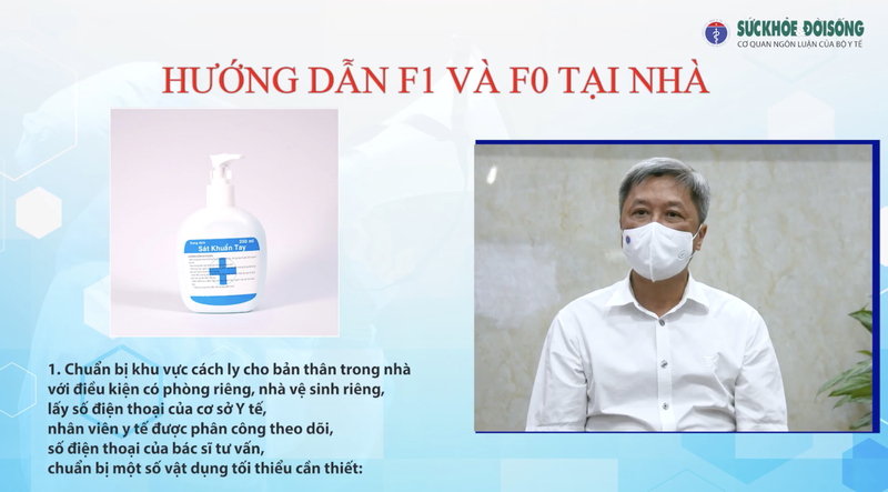 Thứ trưởng Bộ Y tế Nguyễn Trường Sơn hướng dẫn F1 và F0 cách ly tại nhà (Ảnh - BYT)