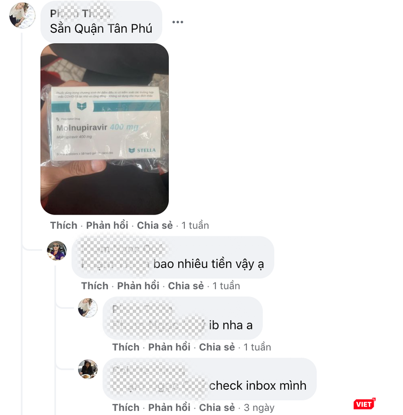 Rao bán thuốc Molnupiravir công khai trên Facebook (Ảnh - MT)