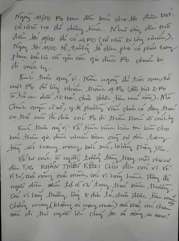 Ông Phong thay mặt cư dân khẩn thiết kêu cứu cho 4 F0 (Ảnh - NVCC)