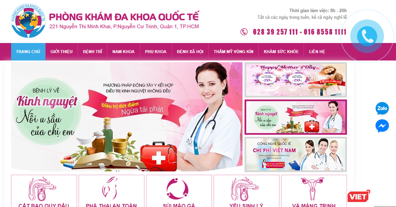 Website quảng cáo của Phòng khám Đa khoa Quốc tế