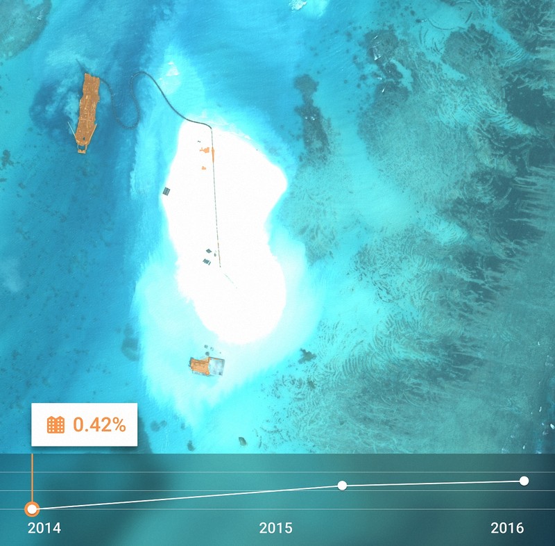 Năm 2014, không có khu vực đất đai rộng lớn trên Đá Gạc Ma thuộc quần đảo Trường Sa