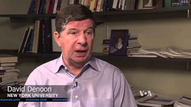Ông David Denoon nghĩ rằng nếu Mỹ không quản lý tốt kinh tế và rút khỏi châu Á, có thể Trung Quốc sẽ thử Mỹ và xảy ra xung đột giữa hai nước. Ông David Denoon nghĩ rằng nếu Mỹ không quản lý tốt kinh tế và rút khỏi châu Á, có thể Trung Quốc sẽ thử Mỹ và xảy ra xung đột giữa hai nước.