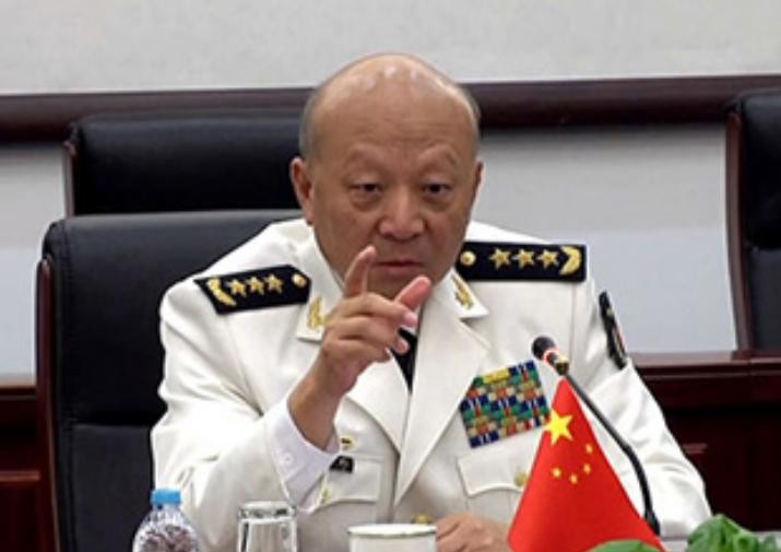 Đô đốc Ngô Thắng Lợi, Tư lệnh Hải quân Trung Quốc phát biểu trong cuộc hội đàm với Đô đốc John Richardson ngày 18/7/2016.
