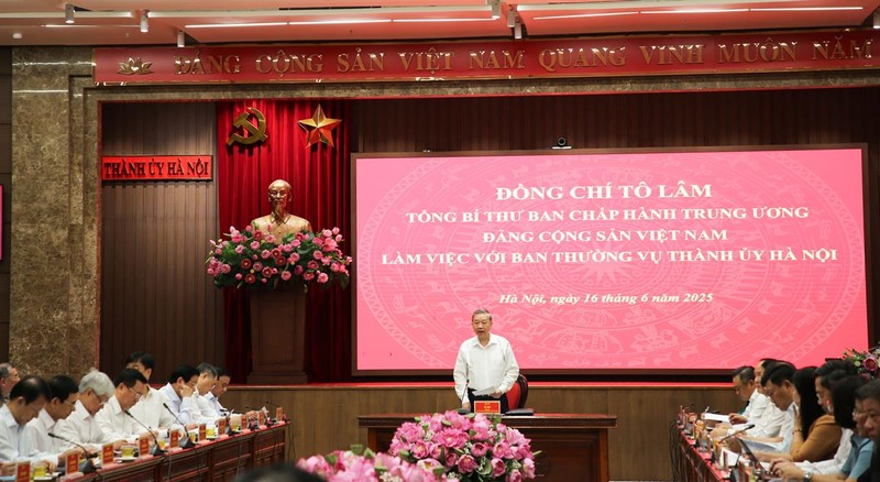 Tổng Bí thư Tô Lâm phát biểu tại buổi làm việc. Ảnh: Thu Hà. IMG_5509.jpeg