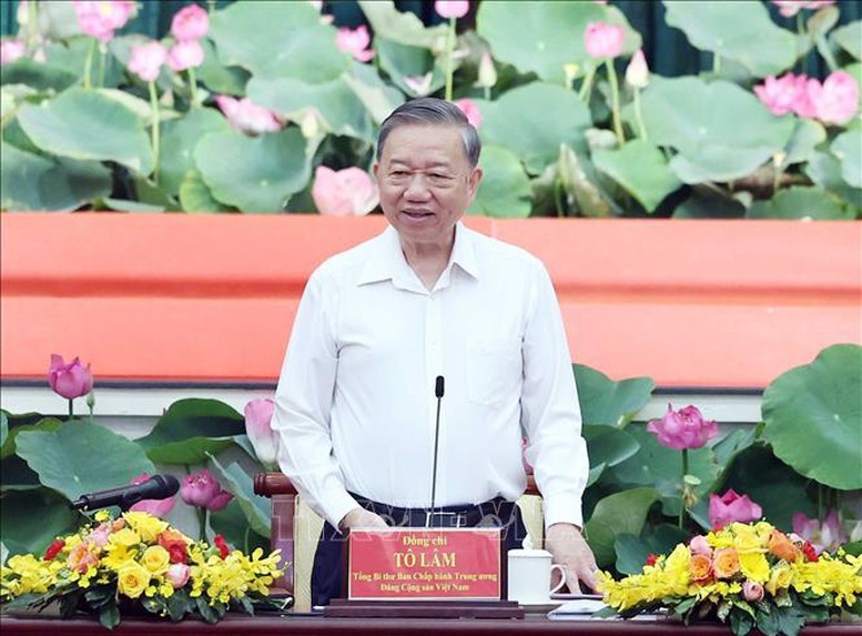 Tổng bí thư Tô Lâm phát biểu tại buổi làm việc. Ảnh: TTXVN. Anh 1.jpg