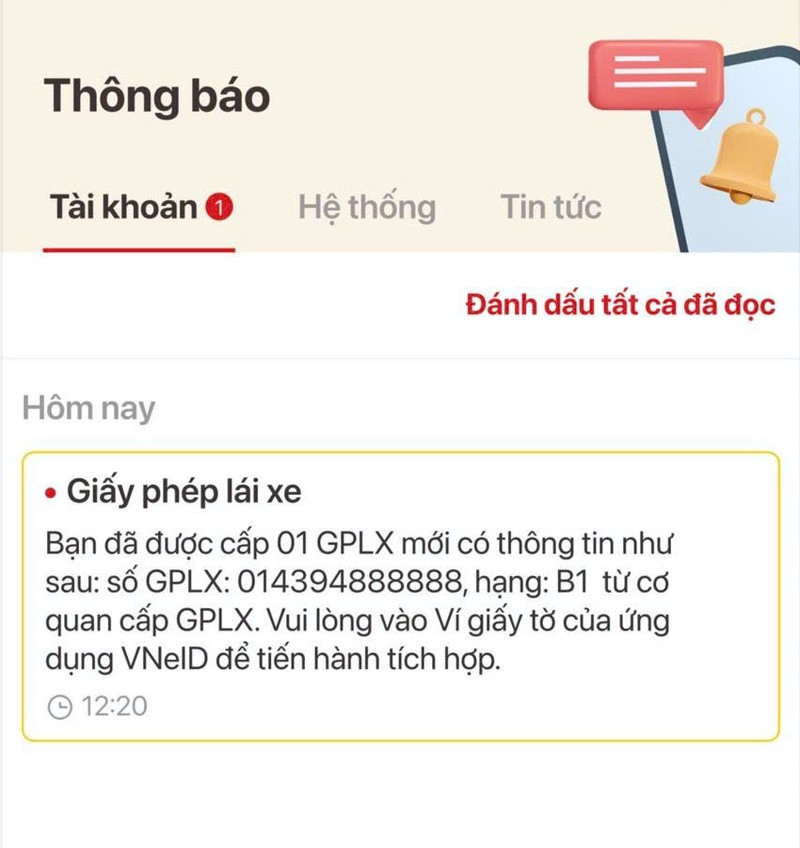 Cục CSGT hướng dẫn người đỗ sát hạch lái xe tích hợp trên VNeID. Ảnh: Cục CSGT. Anh 1.jpeg