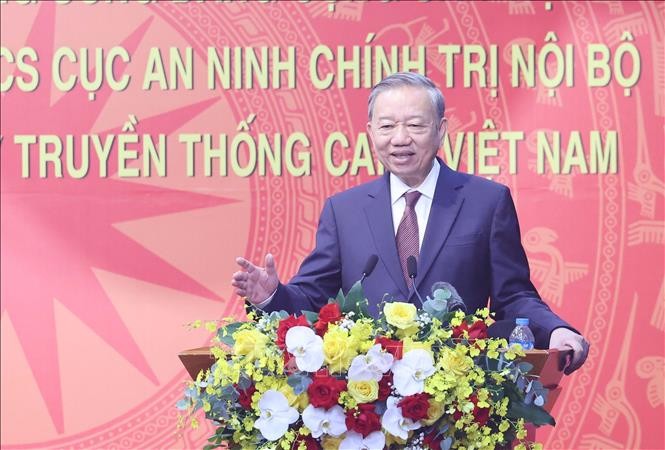 Tổng bí thư Tô Lâm phát biểu tại buổi gặp mặt. Ảnh: TTXVN. Anh 1.jpg