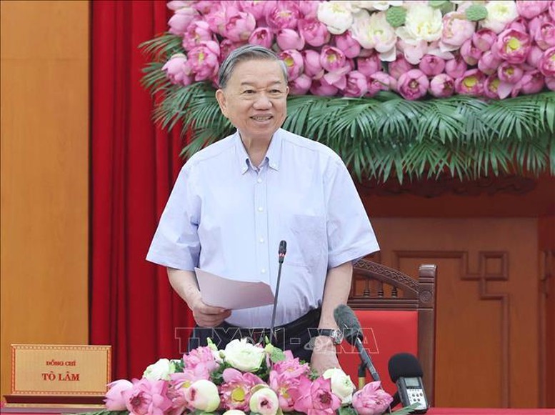 Tổng bí thư Tô Lâm phát biểu tại buổi làm việc. Ảnh: TTXVN. Anh 1.jpg