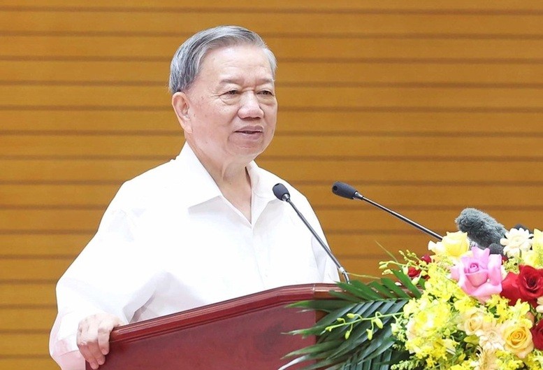 Tổng bí thư Tô Lâm phát biểu tại buổi gặp mặt. Ảnh: VGP. Anh 1.jpg