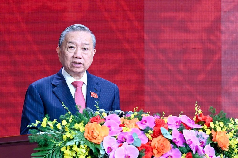 Tổng bí thư Tô Lâm phát biểu khi tham dự Lễ kỷ niệm 80 năm Ngày truyền thống lực lượng Công an Nhân dân. Ảnh: VGP. Anh 1.jpg