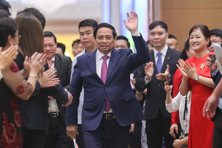 Thủ tướng Phạm Minh Chính chủ trì Hội nghị gặp mặt doanh nghiệp với chủ đề "80 năm doanh nghiệp đồng hành cùng đất nước" - Ảnh: VGP/Nhật Bắc Anh 1.jpg