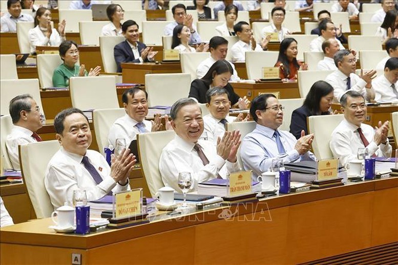 Tổng bí thư Tô Lâm, Thủ tướng Phạm Minh Chính và Chủ tịch Quốc hội Trần Thanh Mẫn dự Hội nghị. Ảnh: TTXVN Anh 1.jpg