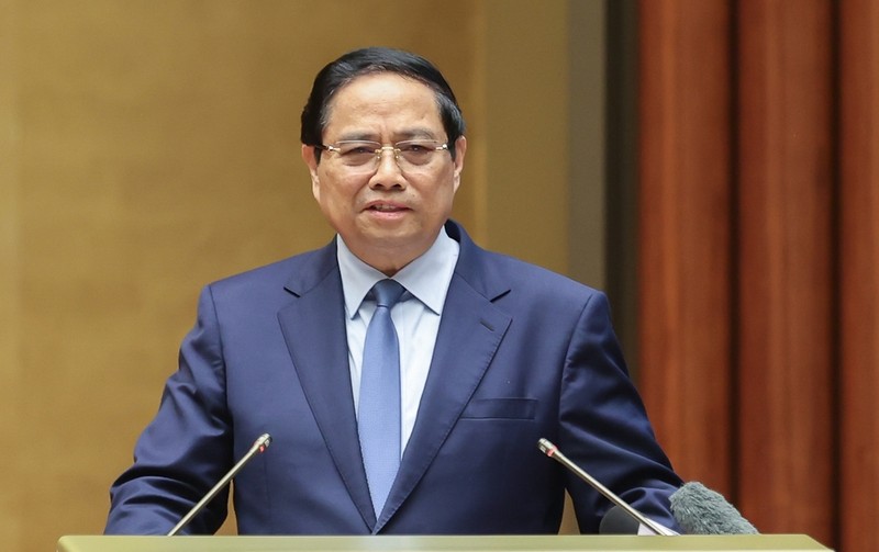 Thủ tướng Phạm Minh Chính trình bày tại Hội nghị. Ảnh: VGP. img1451-1757988375277252550206.jpg
