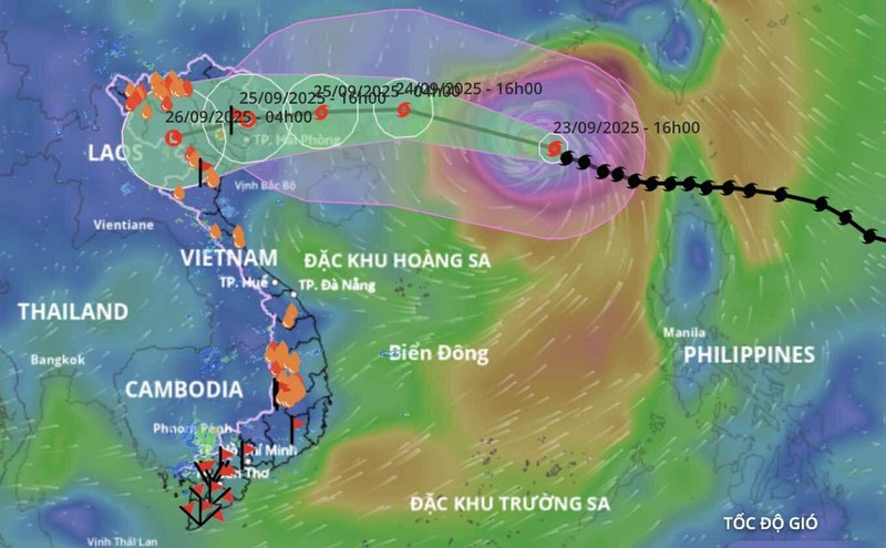 Hướng di chuyển của bão Ragasa. Ảnh: Hệ thống giám sát thiên tai Việt Nam. Anh 1.jpg