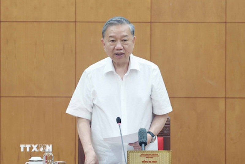 Tổng bí thư Tô Lâm làm việc với Thường trực các Tiểu ban Đại hội XIV của Đảng. Ảnh: TTXVN. Anh 1.jpg